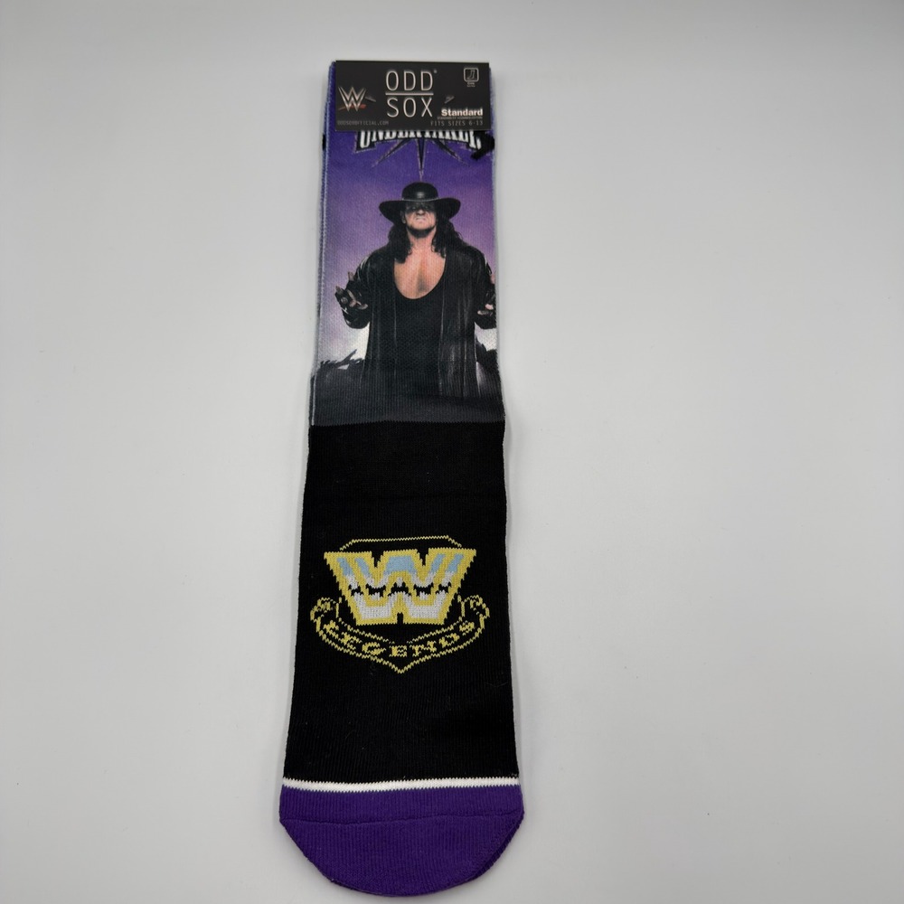 Odd Sox WWE Legends The Undertaker Crew Socks Mens Size 6-13 Black Purple New